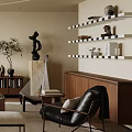Modern Living Room Interior With Sofa Coffee Table Artwork Round Ceiling Light And Area Rug
