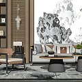 New Chinese Sofa Coffee Table Combination 3d model