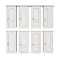 White Hinged Doors With Various Panel Styles And Decorative Glass Elements 3d model