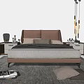 Modern Double Bed Design With Soft Bedding Nightstands And Area Rug 3d model