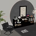 Modern Black Bookcase Interior With Books Decorations And Glass Door Shelves