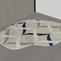 Modern Shaped Rug with Geometric Blue Gray Patterns for Interior Floor Decor
