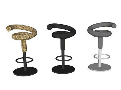 Stylish Bar Stools With Curved Armrests Spring Base And Textured Beige Black Gray 3d model