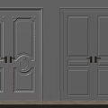 White Double Doors With Carved Patterns Simple Design And Gold Handles 3d model