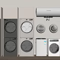 Modern Washing Machines Including Stackable And Freestanding Models In White And Gray 3d model