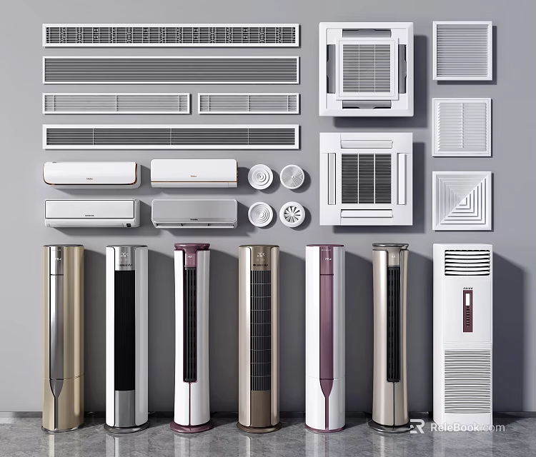 Modern Air Conditioner Fans With Various Styles And Design Features 3d model 