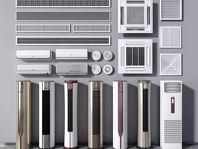 Modern Air Conditioner Fans With Various Styles And Design Features 3d model