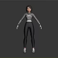 3D Character Model With Checkered Long Sleeve Top And Black Leggings