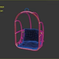 Stylish Rattan Hanging Leisure Chair With Yellow Frame And Black Cushion Design