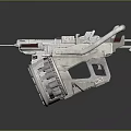 Futuristic Mechanical Weapon Design With Metal Barrel Grip And Gear Mechanism