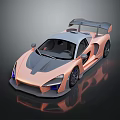 Sleek Rose Gold Sports Car With Gray Roof Large Rear Wing and Aerodynamic Design