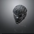 Advanced Sci-Fi Metallic Armor Helmet With Visor And Mechanical Details