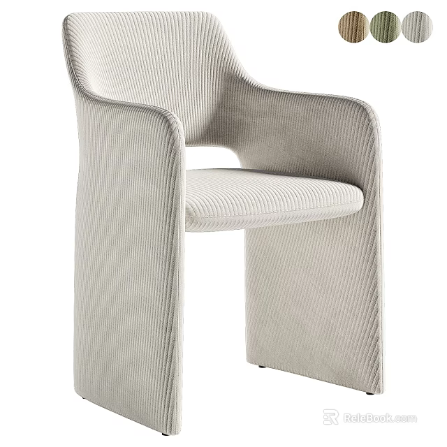 Modern Single Sofa In Neutral Tone With Corduroy Fabric And Wide Armrests 3d model 