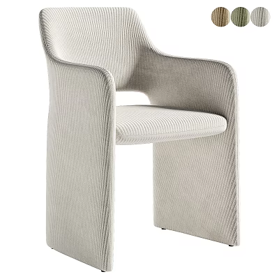 Modern Single Sofa In Neutral Tone With Corduroy Fabric And Wide Armrests 3d model