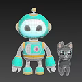 Robot and Cat Cartoon Robot Kitty Anime Characters 3d model