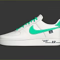 White Sneakers With Green Laces And Contrast Logo Design Details For Casual Wear