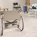 Bright Spacious Modern Rehabilitation Room With Wheelchairs Beds And Tables