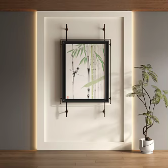 New Chinese Style Bamboo Decorative Painting 3d model
