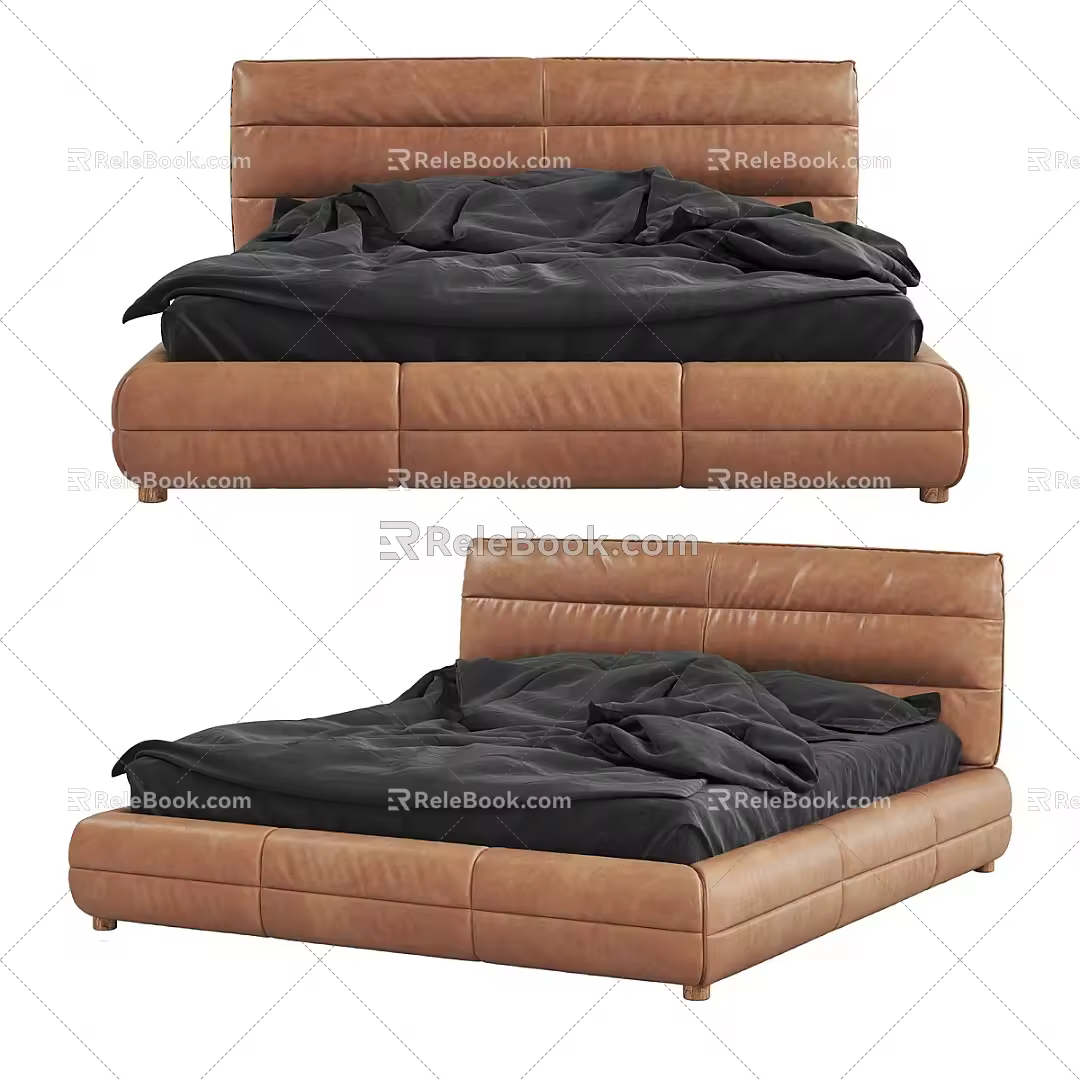 Nordic Simple Double Bed 3d model
