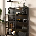 Modern Living Room Stylish Shelving Unit With Sofa Green Plant Books And Decorative Items