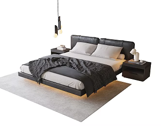 Modern Double Bedside Cabinet Bedside Chandelier 3d model