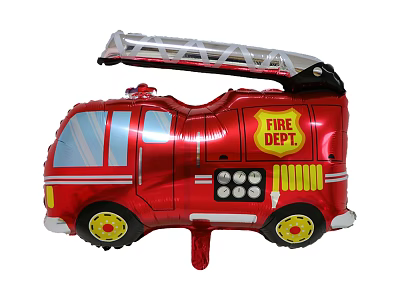 Red Fire Truck Toy Balloon With Ladder Fire Dept Logo And Wheels 3d model