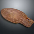 Wood Stone Decorative Piece With Intricate Grid Pattern On Leaf Shaped Surface 3d model
