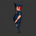 3D Cartoon Police Officer Character Design With Blue Uniform Badge Handcuffs Mustache And Glasses