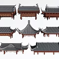 Traditional Chinese Architectural Components With Classic Roof Eaves And Carved Details