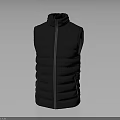 Black Puffer Vest With Zipper Front Closure Quilted Pattern Lightweight Warm Fashionable Outerwear