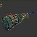 Intricate Teal And Gold Mechanical Device With Gears Chains And Industrial Tech Design Details