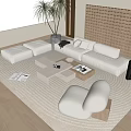 Quiet sofa tea table combination 3d model