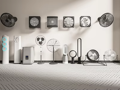 Various Air Cooler Fan Styles Including Wall Mounted Standing and Tower Designs for Home Use 3d model