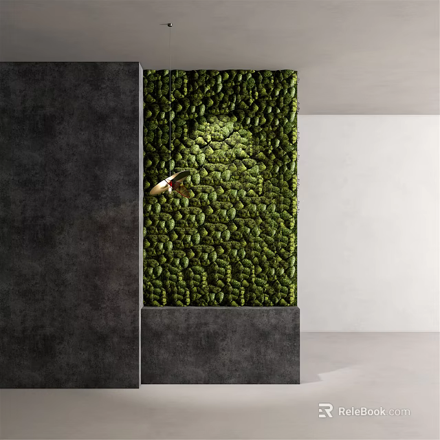 Green Wall Plant Covered Vertical Garden With Modern Illuminated Design And Gray Base 3d model 