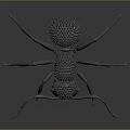 Detailed Gray 3D Rendered Ant Model With Spiked Surface On Dark Background 3d model