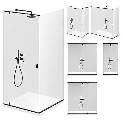 Modern Shower Head With Handheld Sprayer In Glass Enclosure And Contemporary Design 3d model
