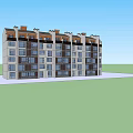 Modern Multistory Residential Building With Light Dark Facade Decorative Roof And Green Lawn