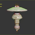 Futuristic Multi Layer Equipment Structure With Spiral Tower Disk Top And Antennas 3d model