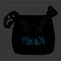 Daily Use Black Backpack With Blue Pattern And Double Shoulder Straps