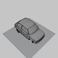 Vintage White Compact Hatchback Car With Round Headlights Retro Classic Design