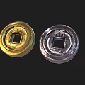 Vintage Gold And Silver Ancient Coins With Square Hole And Traditional Characters