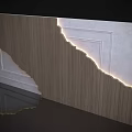 Modern Minimalist Background Wall With Wooden Texture White Decorative Lines And Lighting Transition