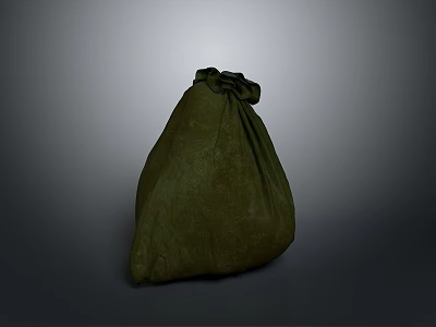 Green Fabric Storage Bag With Drawstring Closure For Daily Home Organizing 3d model
