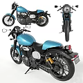 Yamaha Blue Vintage Motorcycle With Black Seat Stylish Wheels And Exhaust Pipes