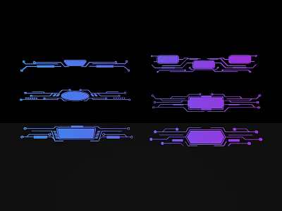 Futuristic Sculpture Carving With Geometric Lines In Blue And Purple Tones 3d model