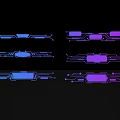 Futuristic Sculpture Carving With Geometric Lines In Blue And Purple Tones