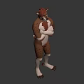 Cartoon Brown Bear Game Movie Character With Red Mane White Chest Bowtie Crossed Arms