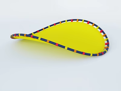 Colorful Edged Yellow Tray With Red Blue Black Strips Modern Design 3d model