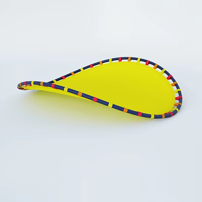 Colorful Edged Yellow Tray With Red Blue Black Strips Modern Design 3d model