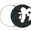 Illuminated Circular Decorative Light With Ring Design Blue Water Green Land And Red Sphere